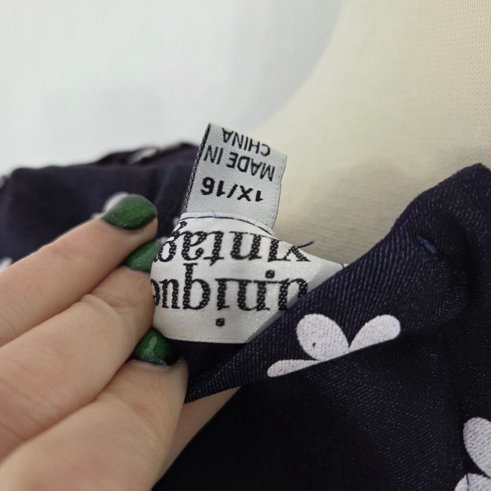 Unique Vintage Delores Swing Dress Sleeveless Retro Navy blue daisy plus size 1X - Picture 5 of 5